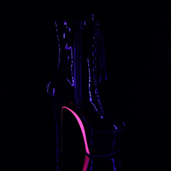 Schnürstiefelette mit schwarzlichtempfindlicher Kontrastfarbe SKY-1020TT schwarz / pink
