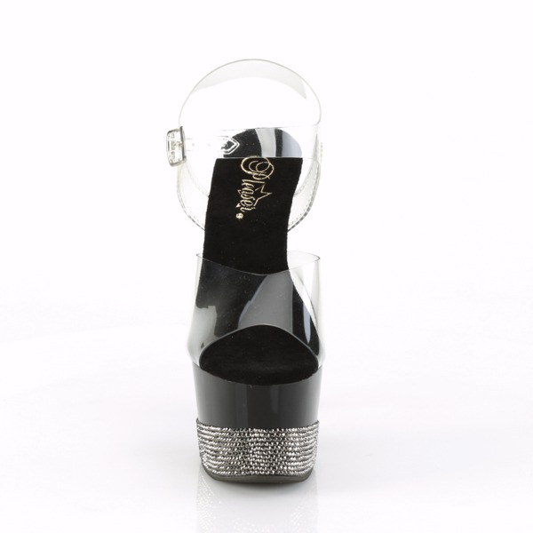 Plateau High Heels mit Strasssteinen ADORE-708-3 transparent / schwarz