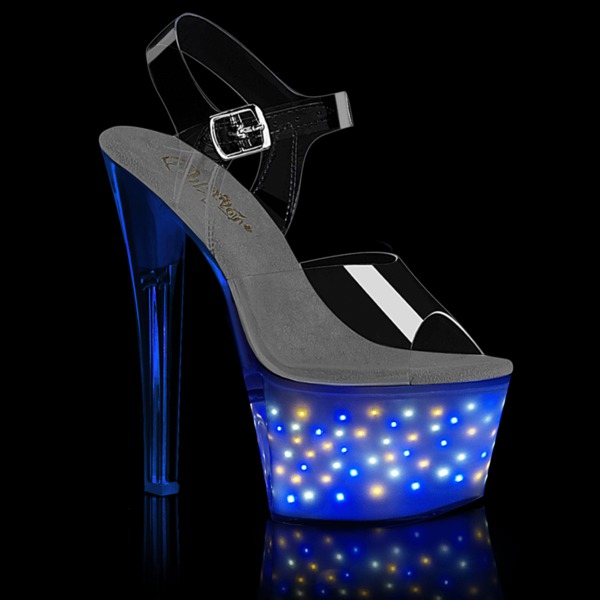 Plateau LED Ankle Strap Sandale ECHOLITE-708 klar / blau