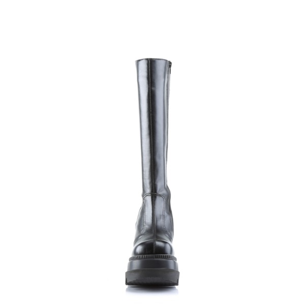 Kniehohe Stiefel mit Keilabsatz SHAKER-100 schwarz