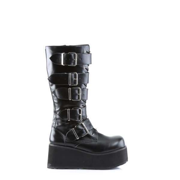 Plateau Goth Punk Kniestiefel TRASHVILLE-518 schwarz
