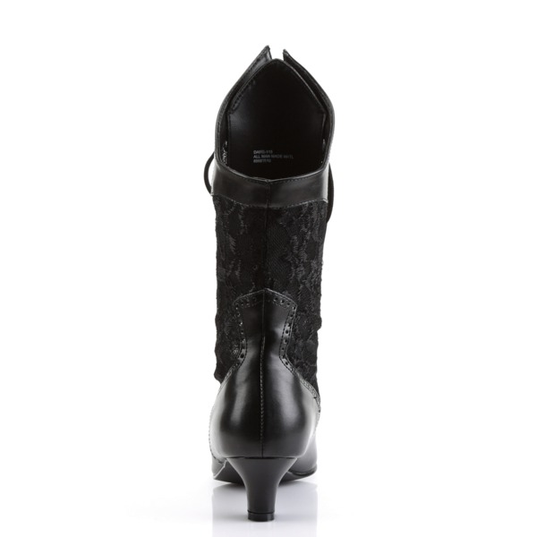 Viktorianische Stiefelette mit Spitzeneinsatz schwarz