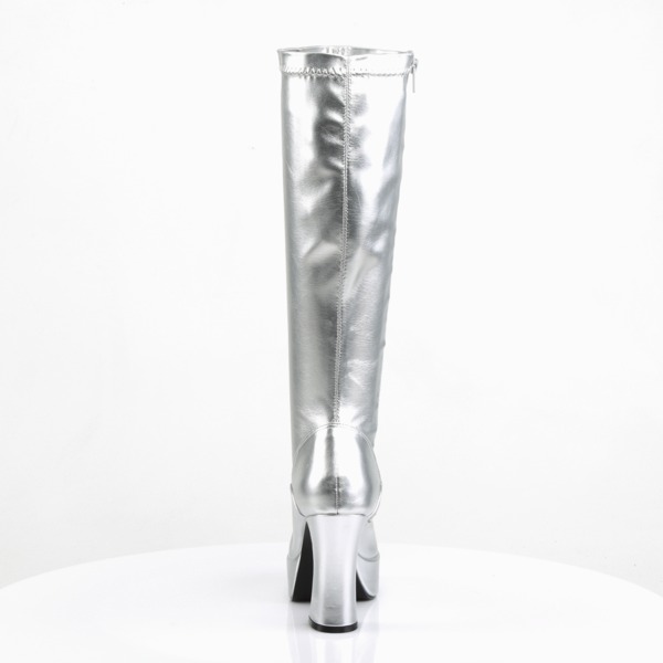 Kniehohe Stiefel mit Plateau EXOTICA-2000 Lack silber