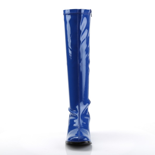 Kniehoher Stiefel mit Blockabsatz GOGO-300 Lack blau
