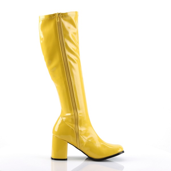 Kniehoher Stiefel mit Blockabsatz GOGO-300 gelb