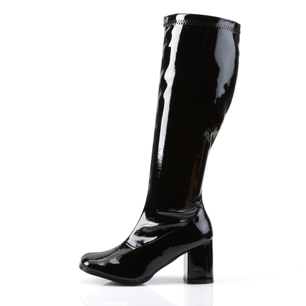 Kniehohe Stiefel mit Blockabsatz GOGO-300WC Lack schwarz