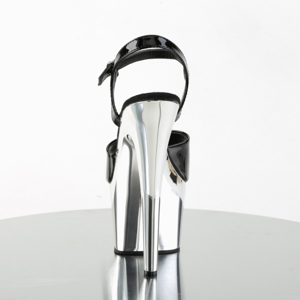 Plateau Sandalette ADORE-709 Lack silber / schwarz