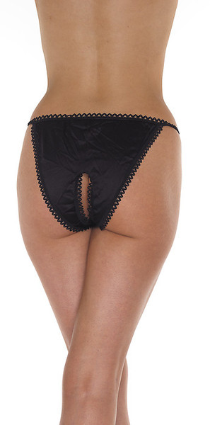 Offener Tanga aus schwarzem Stoff