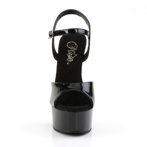 Peep Toe Sandalette mit Knöchelriemen CAPTIVA-609 Lack schwarz