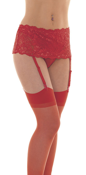 Strapsgürtel mit Strümpfen rot