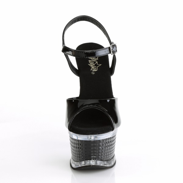 Peep Toe Plateau High Heels mit Knöchelriemen ILLUSION-659