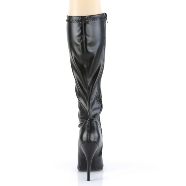 Kniehoher Kunstleder Stiefel schwarz mit Stiletto Absatz