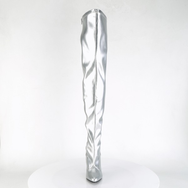 Overknee Stiefel silber mit Reißverschluss 