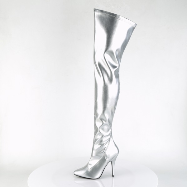 Overknee Stiefel silber mit Reißverschluss 