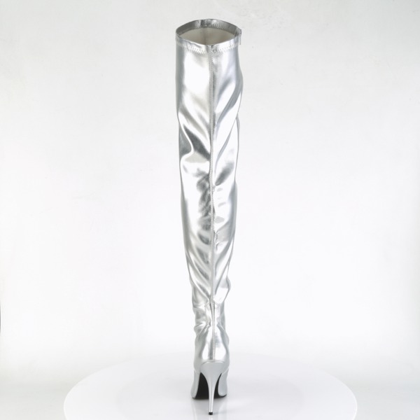 Overknee Stiefel silber mit Reißverschluss 