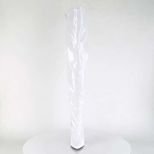 Overknee Stiefel Lack weiß mit Reißverschluss 