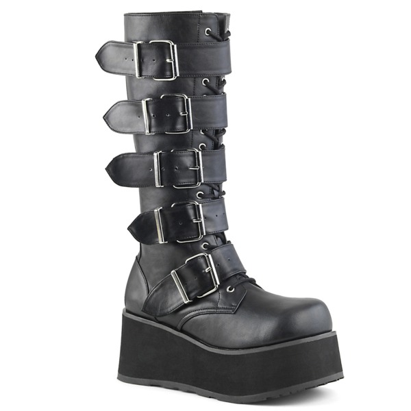 Plateau Goth Punk Kniestiefel TRASHVILLE-518 schwarz