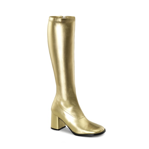 Kniehoher Stiefel mit Blockabsatz GOGO-300 gold