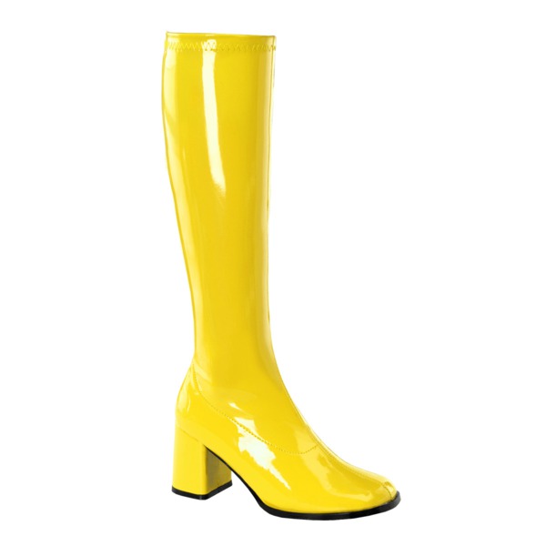 Kniehoher Stiefel mit Blockabsatz GOGO-300 gelb