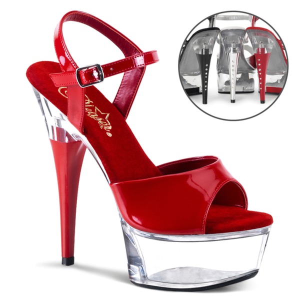 Peep Toe Sandalette mit Knöchelriemen CAPTIVA-609 rot / transparent