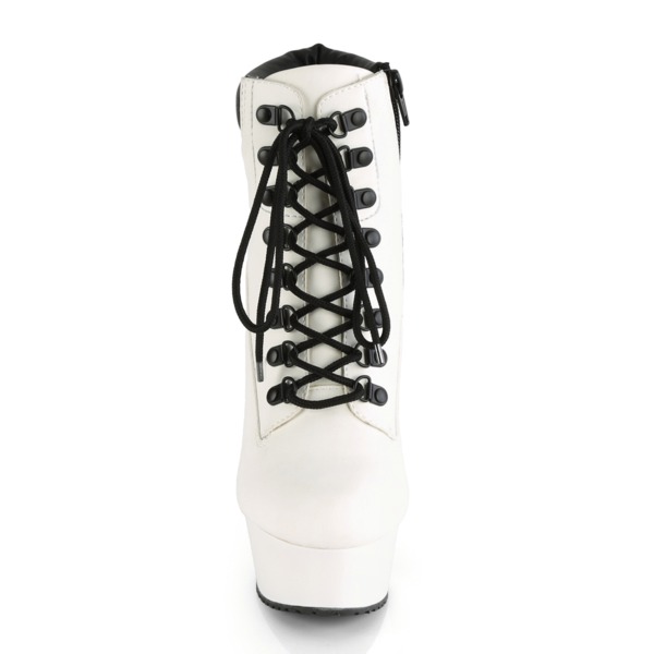 Weiße Plateau Schnürstiefelette mit schwarzem Kontrast DELIGHT-600TL-02