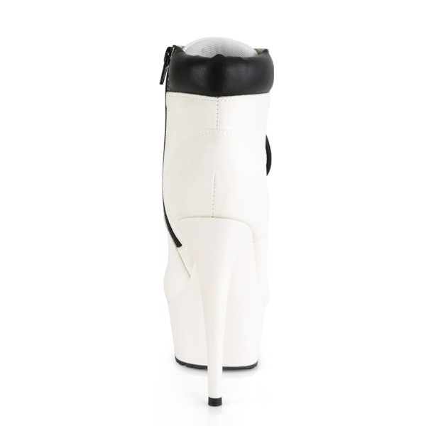 Weiße Plateau Schnürstiefelette mit schwarzem Kontrast DELIGHT-600TL-02