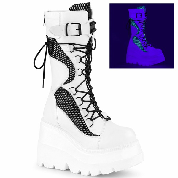 Steampunk Boots mit UV-Licht-Effekt SHAKER-70 weiss