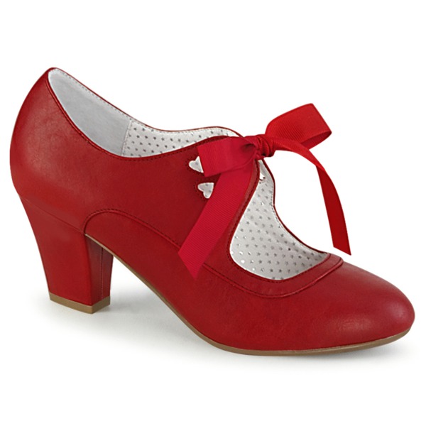 Kubanische Mary Jane Pumps WIGGLE-32 Kunstleder rot