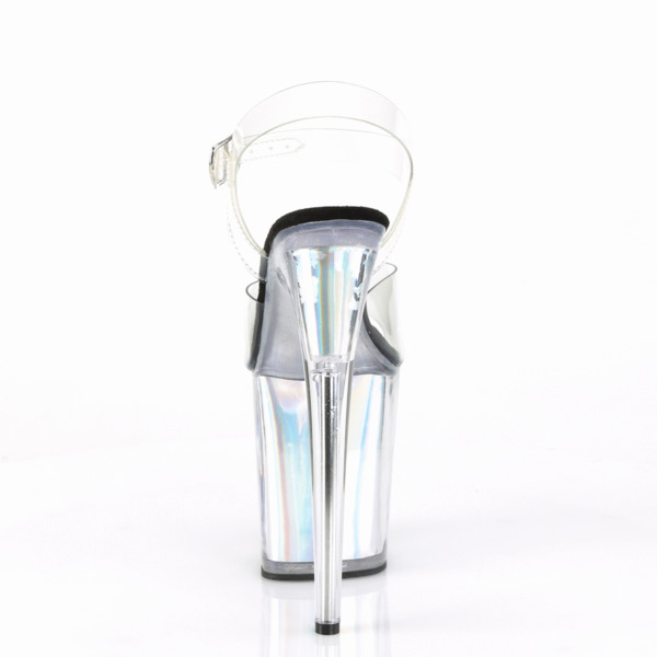 Transparente Plateau-Knöchelriemensandale mit Hologramm-Einsätzen FLAMINGO-808HGI