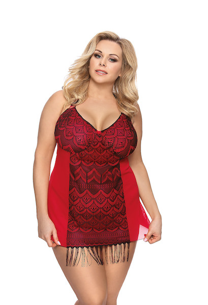 Rot schwarzes Minikleid Plus Size