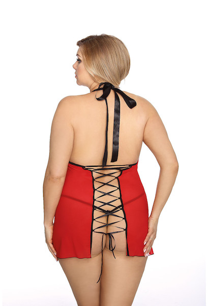 Rot schwarzes Minikleid Plus Size