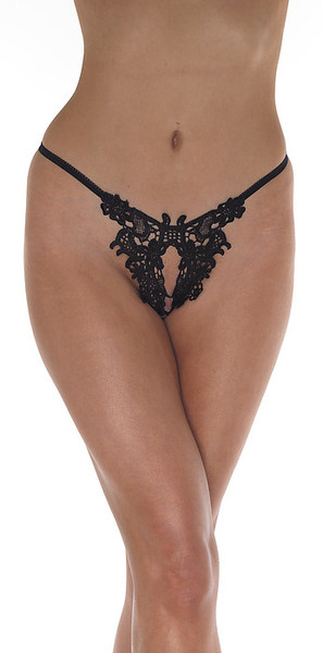 Schmetterlings-String offen schwarz