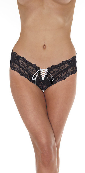 Spitzen-Slip mit weißer Schnürung