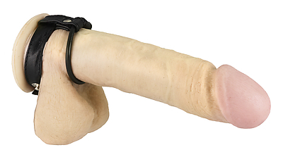 Penisring Leder-LUX/Gummi schwarz