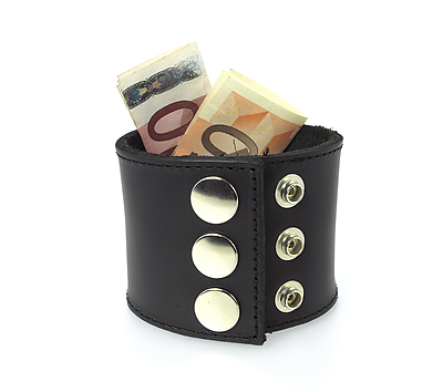 Armband Leder schwarz mit Geldfach