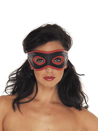 Augenmaske offen Leder schwarz/rot
