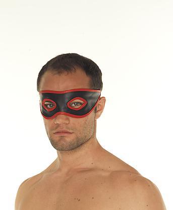 Augenmaske offen Leder schwarz/rot