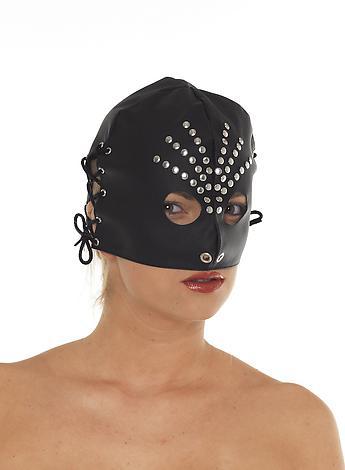 Gesichtsmaske offen Leder schwarz