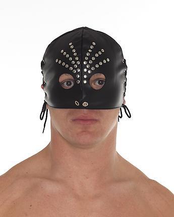 Gesichtsmaske offen Leder schwarz