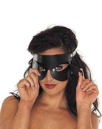 Augenmaske m. Klappen Leder schwarz