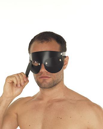 Augenmaske m. Klappen Leder schwarz