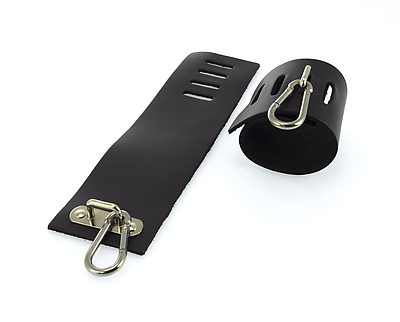 Schmale verstellbare Fußfesseln Leder schwarz