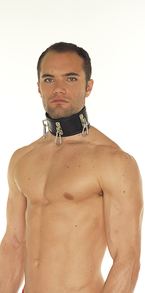 Verstellbare Leder Halsfessel mit Karabinerhaken