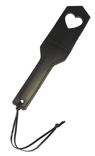 Leder Klatsche mit Herzausschnitt schwarz