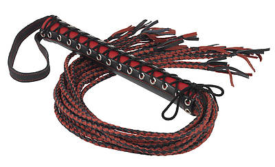 Peitsche Leder schwarz/rot