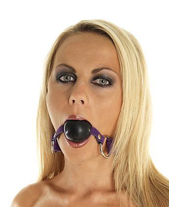 Mundknebel Velours lila mit Silikonball