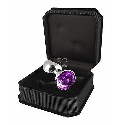 Butt-Plug Metall mit Kristallstein violett