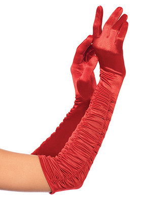 Elbow Length Ruched Satin Gloves