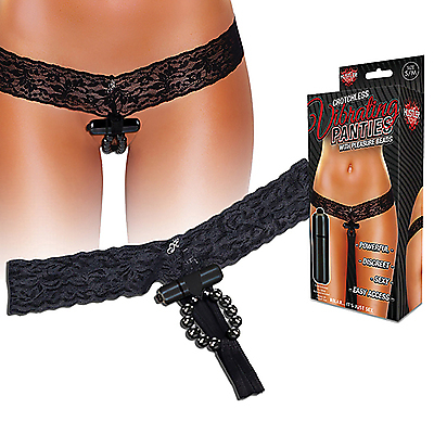 HUSTLER Vibrating Panties with pleasure beads black