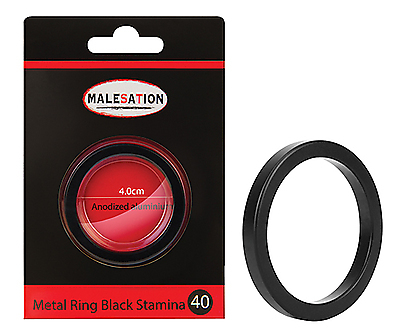 MALESATION Metal Ring Black Stamina 40